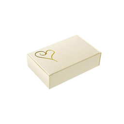 Picture of Contemporary Heart Cake Boxes in Ivory/Gold