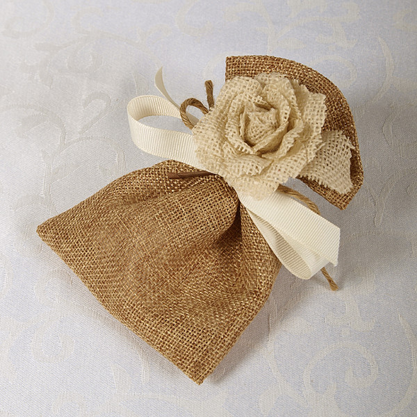 Picture of Hand Made Hessian Rose Pouch