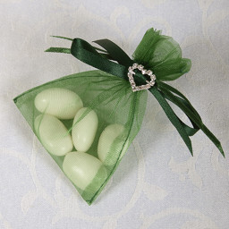 Picture of Ready Made Organza and Diamante Pouch in Bottle Green