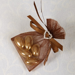 Picture of Ready Made Organza and Diamante Pouch in Brown