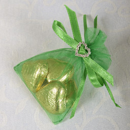 Picture of Ready Made Organza and Diamante Pouch in Emerald Green