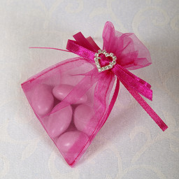 Picture of Ready Made Organza and Diamante Pouch in Fuchsia