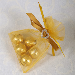 Picture of Ready Made Organza and Diamante Pouch in Gold