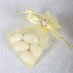 Picture of Ready Made Organza and Diamante Pouch in Lemon