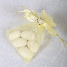 Show details for Ready Made Organza and Diamante Pouch in Lemon Picture of Ready Made Organza and Diamante Pouch in Lemon