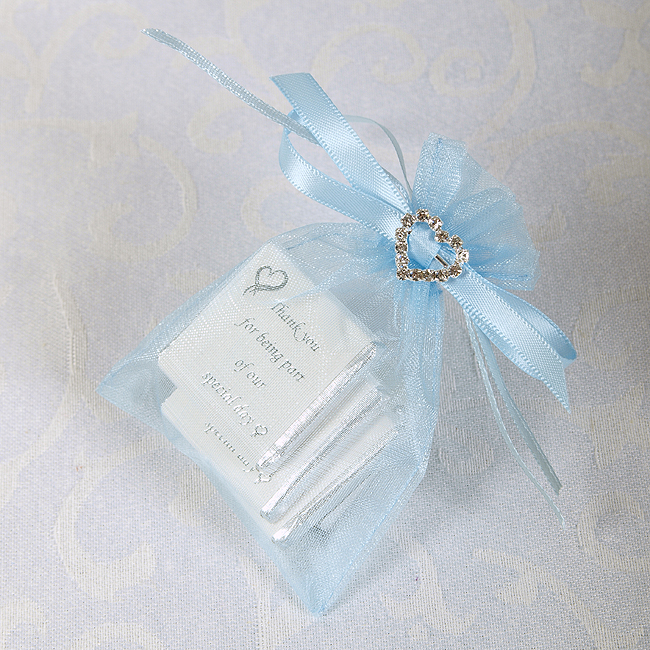 Picture of Ready Made Organza and Diamante Pouch in Pale Blue