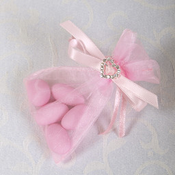 Picture of Ready Made Organza and Diamante Pouch in Pink