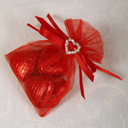 Picture of Ready Made Organza and Diamante Pouch in Red