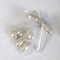 Picture of Ready Made Organza and Diamante Pouch in Silver