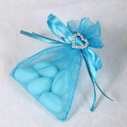 Picture of Ready Made Organza and Diamante Pouch in Turquoise