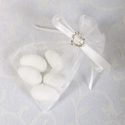Picture of Ready Made Organza and Diamante Pouch in White