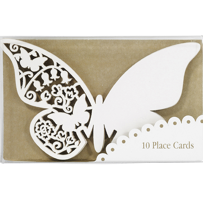 Picture of Something in the Air Butterfly Place Cards for Glass in Ivory