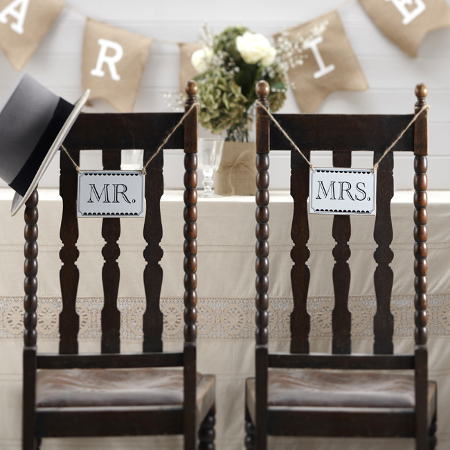 Picture of Vintage Mr and Mrs Chair Signs