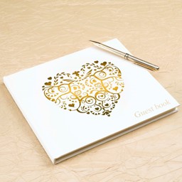 Show details for Vintage Romance Guest Book Ivory/Gold Picture of Vintage Romance Guest Book Ivory/Gold