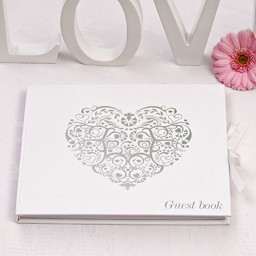 Show details for Vintage Romance Guest Book White/Silver Picture of Vintage Romance Guest Book White/Silver