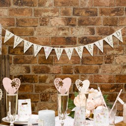 Show details for With Love - Just Married Bunting Picture of With Love - Just Married Bunting