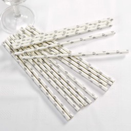 Show details for Vintage Romance - Paper Straws - White/Silver Hearts Picture of Vintage Romance - Paper Straws - White/Silver Hearts