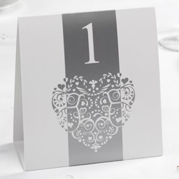 Show details for Vintage Romance - Table Numbers - White/Silver Picture of Vintage Romance - Table Numbers - White/Silver