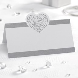 Show details for Vintage Romance - Place Card - White/Silver Picture of Vintage Romance - Place Card - White/Silver