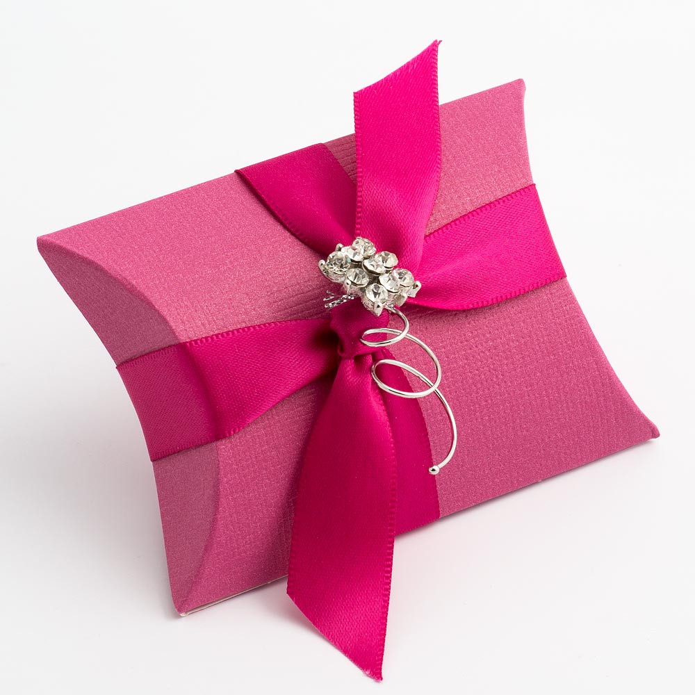 Fuchsia Silk Favour Box UK Wedding Favours
