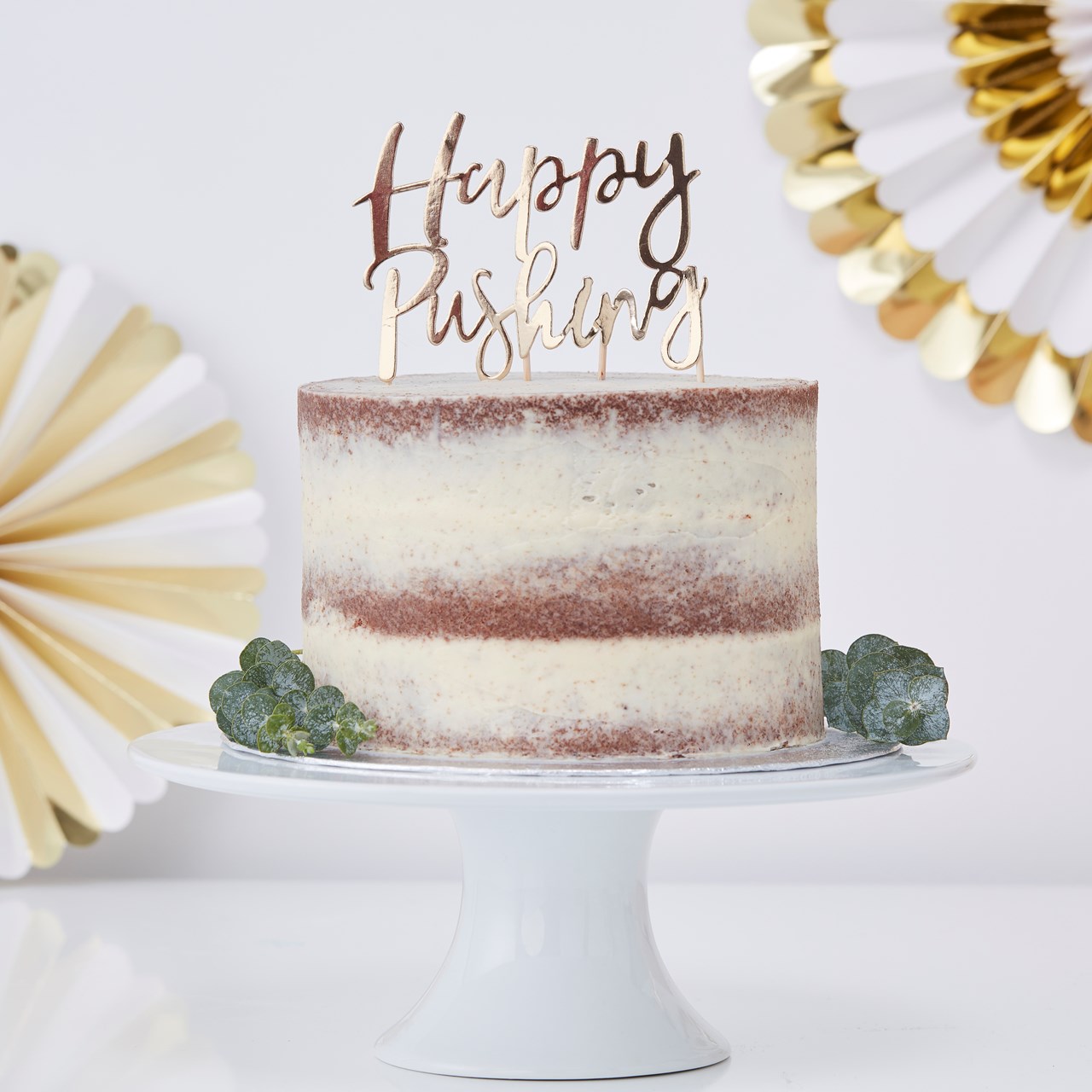 Happy Pushing Gold Cake Topper Oh Baby Uk Wedding Favours
