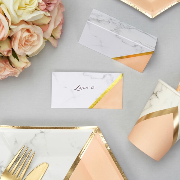Picture of Place Cards - Colour Block Marble - Peach
