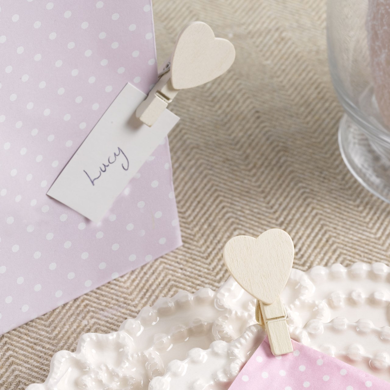 Picture of Ivory Wooden Heart Pegs - Vintage Rose