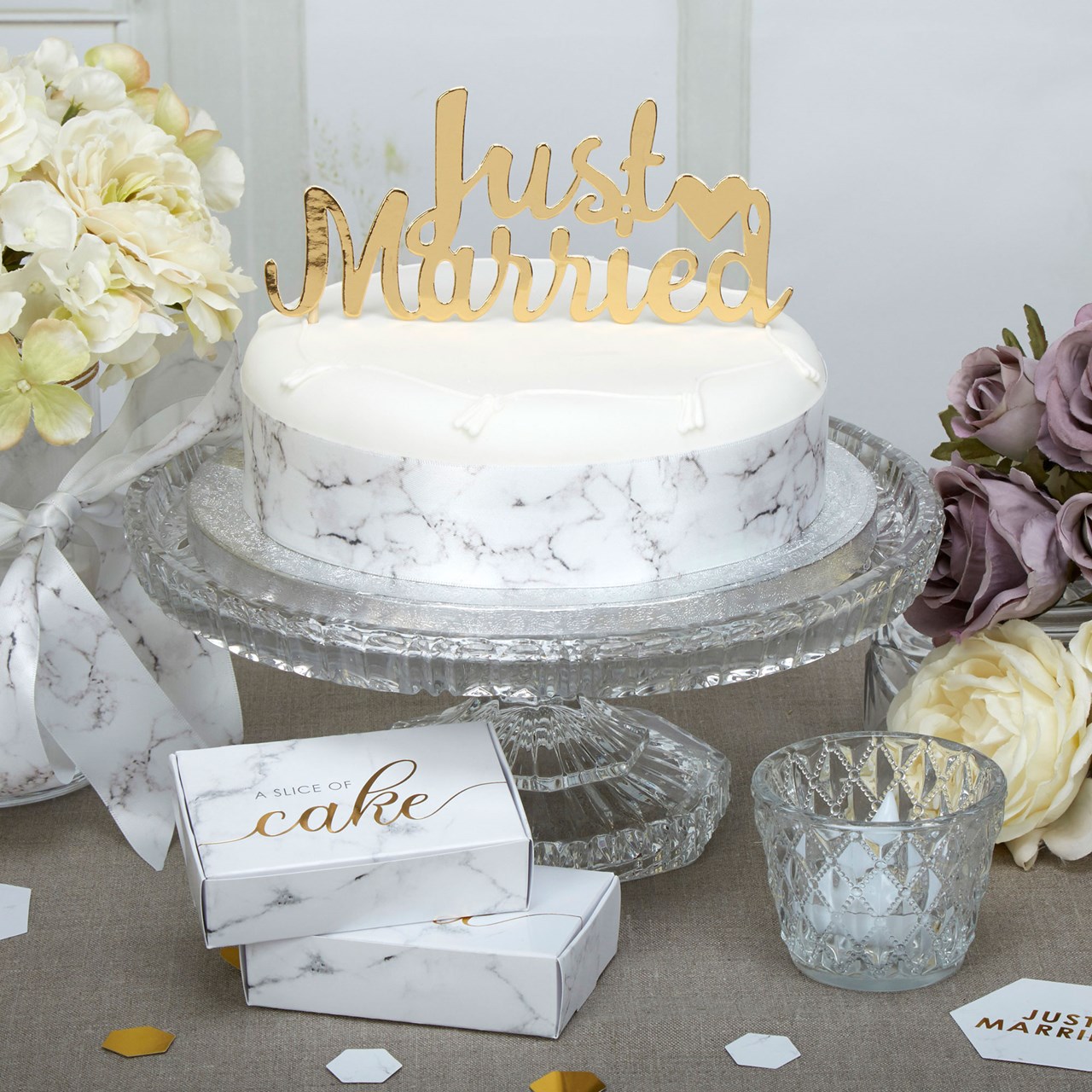 Just Married Cake Topper Gold Uk Wedding Favours