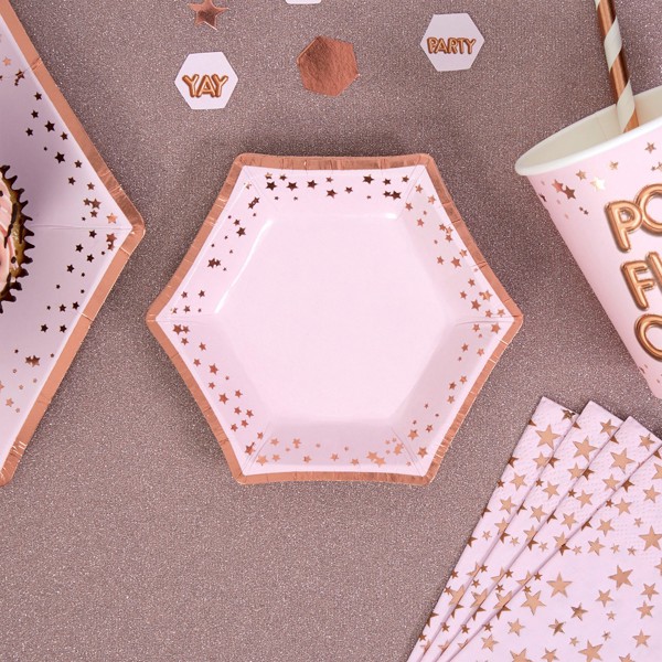 Picture of Small Paper Plates - Pink & Rose Gold - Glitz & Glamour