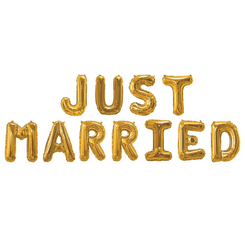 Picture of Gold Foiled Balloons - JUST MARRIED