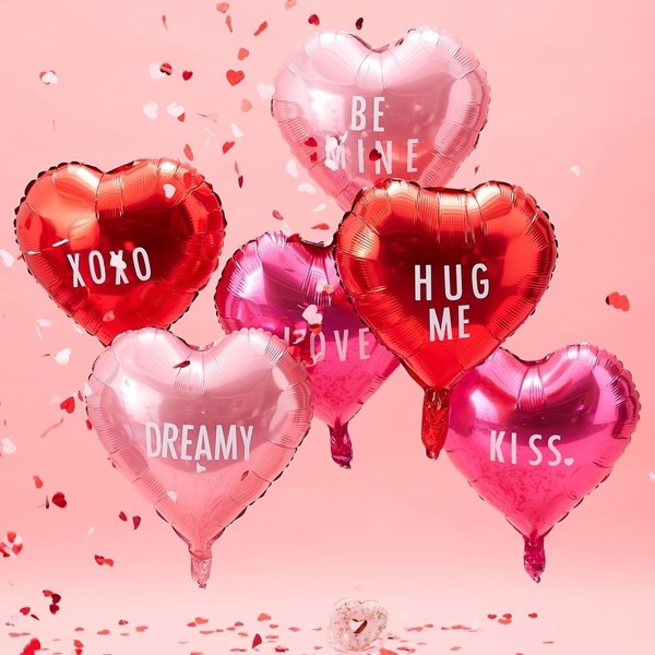 Picture of Heart Foiled Balloons With Stickers - Be My Valentine