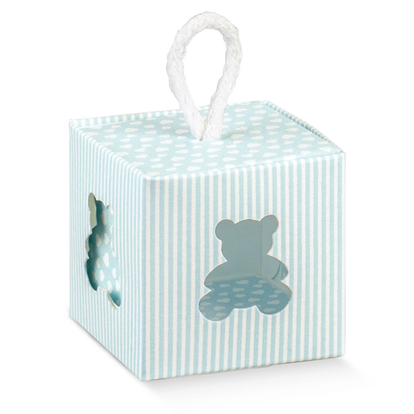 Picture of DIY Pinstripe Blue Teddy Cube Box 