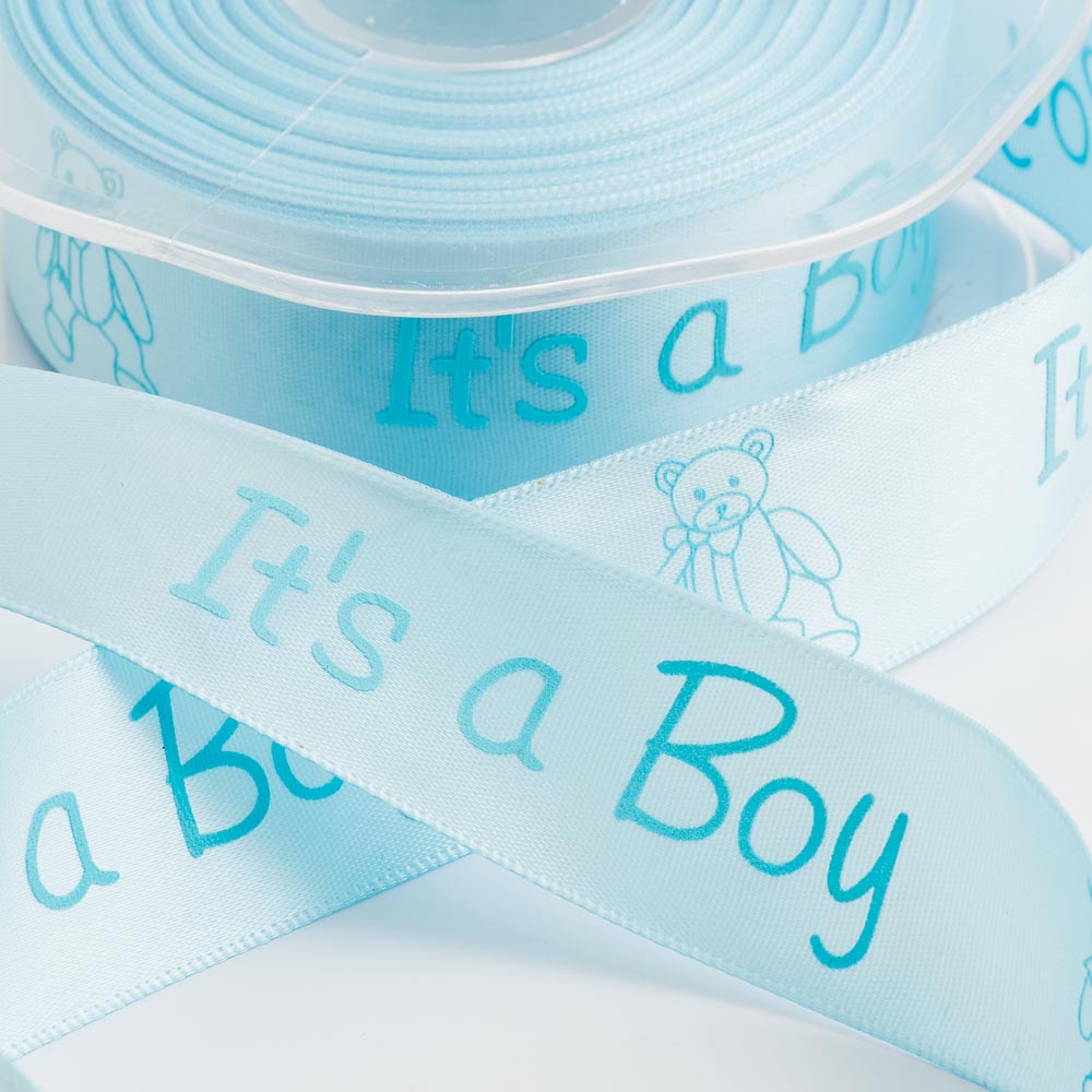'Its A Boy' Blue Baby Satin Ribbon UK Wedding Favours