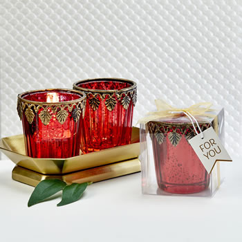 Picture of Red Mercury Glass Candle Favour