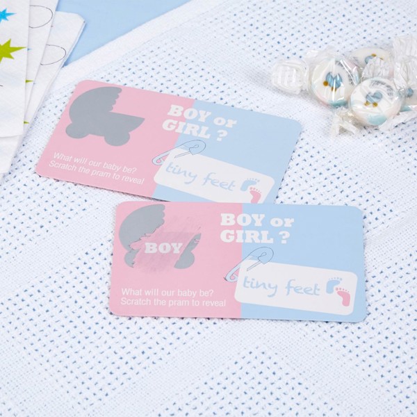 Picture of Gender Reveal Scratch Cards - Boy Tiny Feet