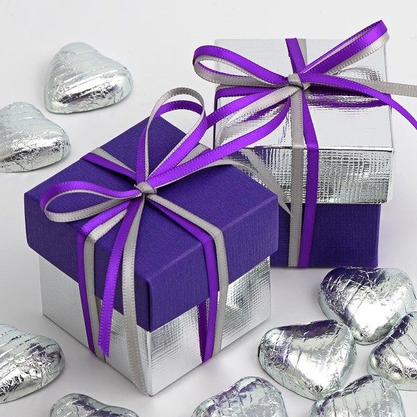 Picture of DIY Two Tone Boxes in Purple Silk & Silver Silk