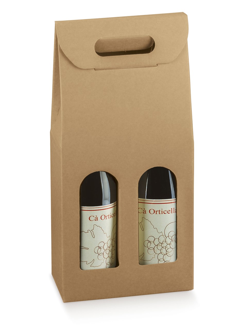 Picture of Rustic Kraft Wine Duo Bottle Box with Windows
