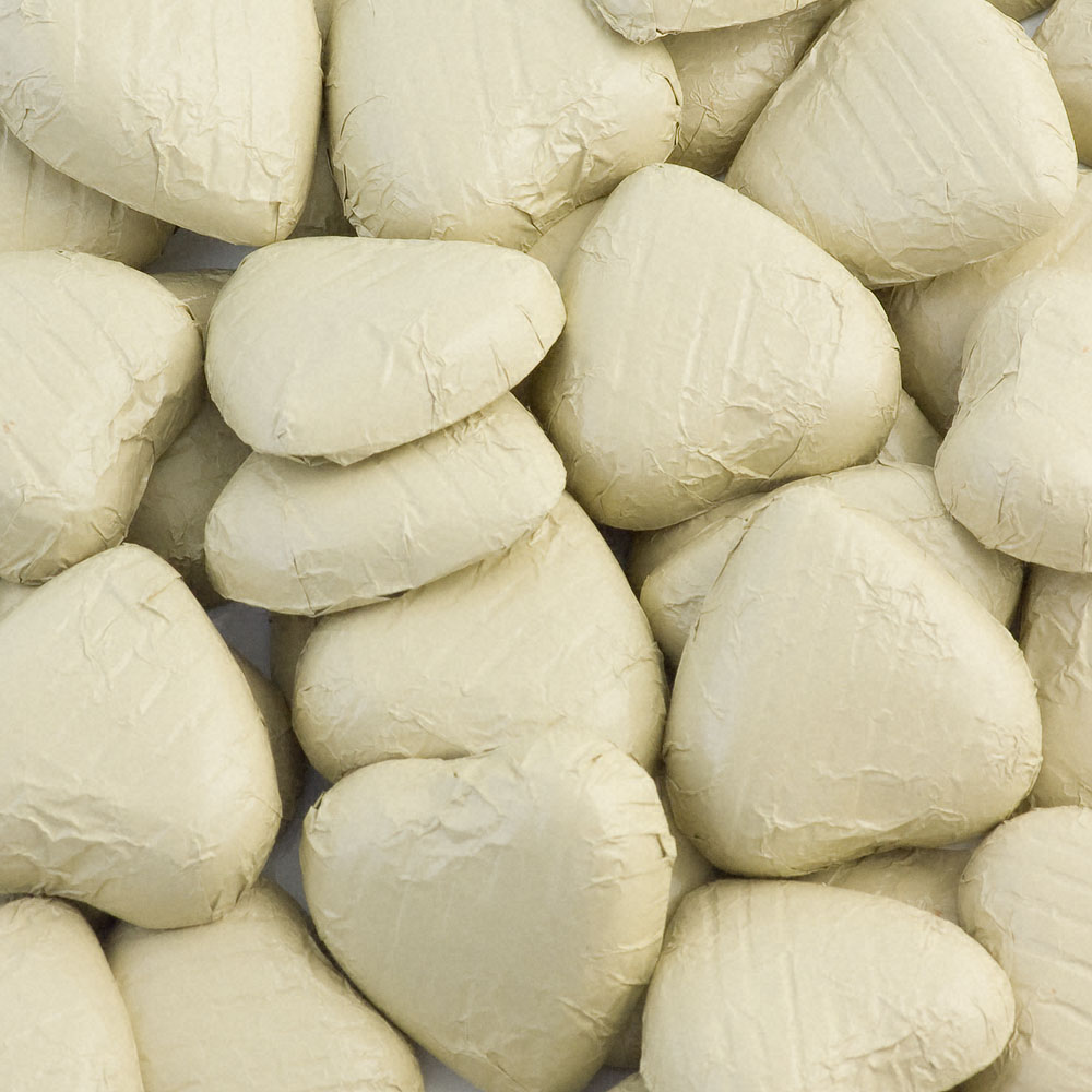 Picture of Ivory Foiled Chocolate Hearts