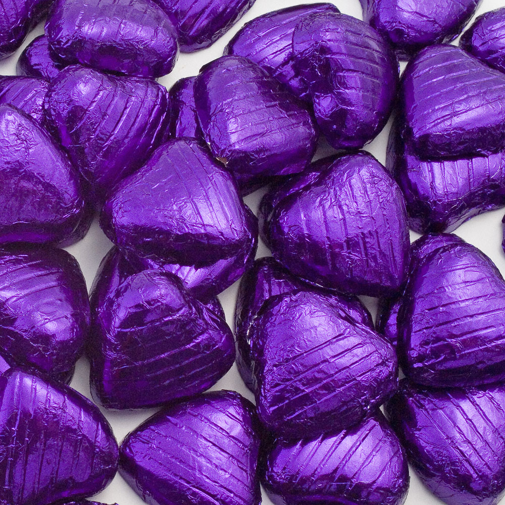 Picture of Purple Foiled Chocolate Hearts