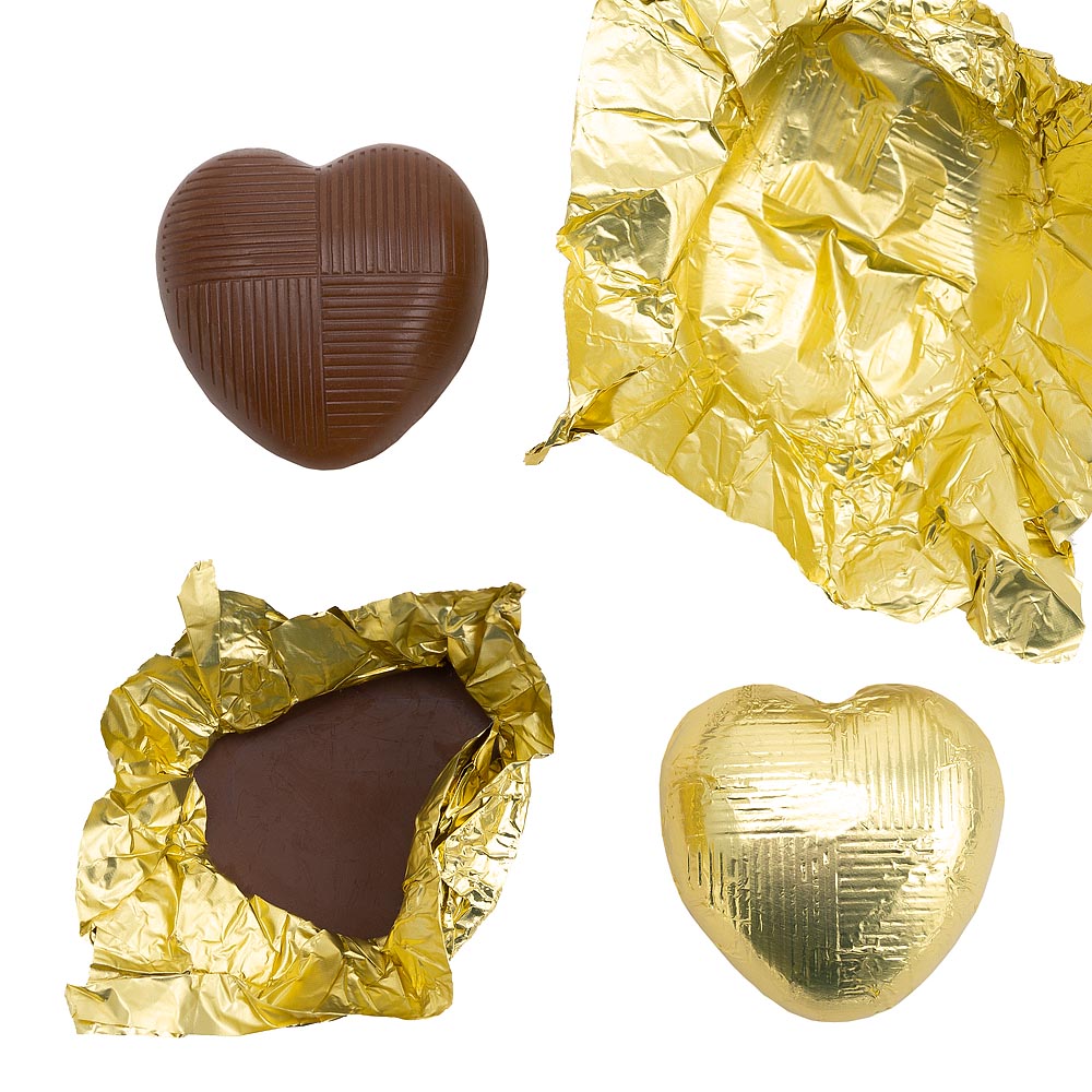 Gold DS Foil Milk Chocolate Hearts UK Wedding Favours
