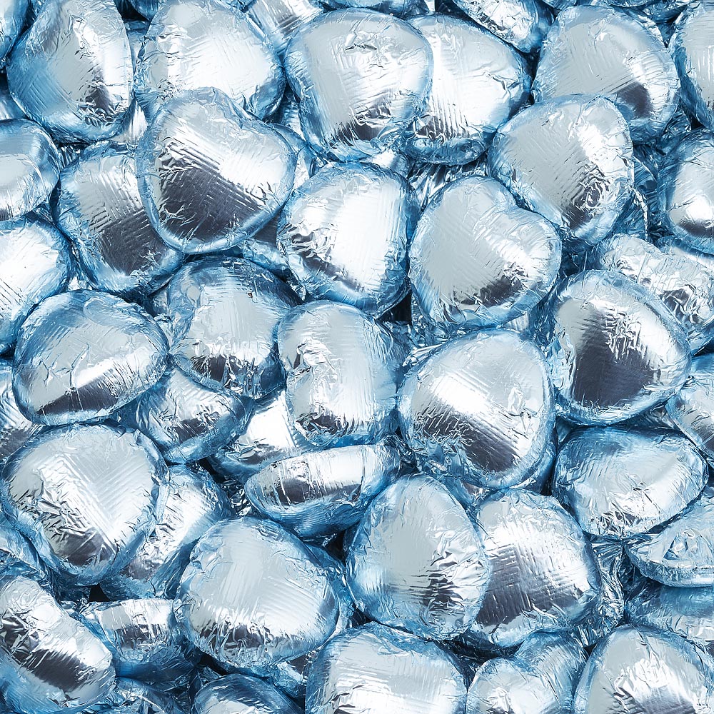 Picture of Blue DS Foil Milk Chocolate Hearts