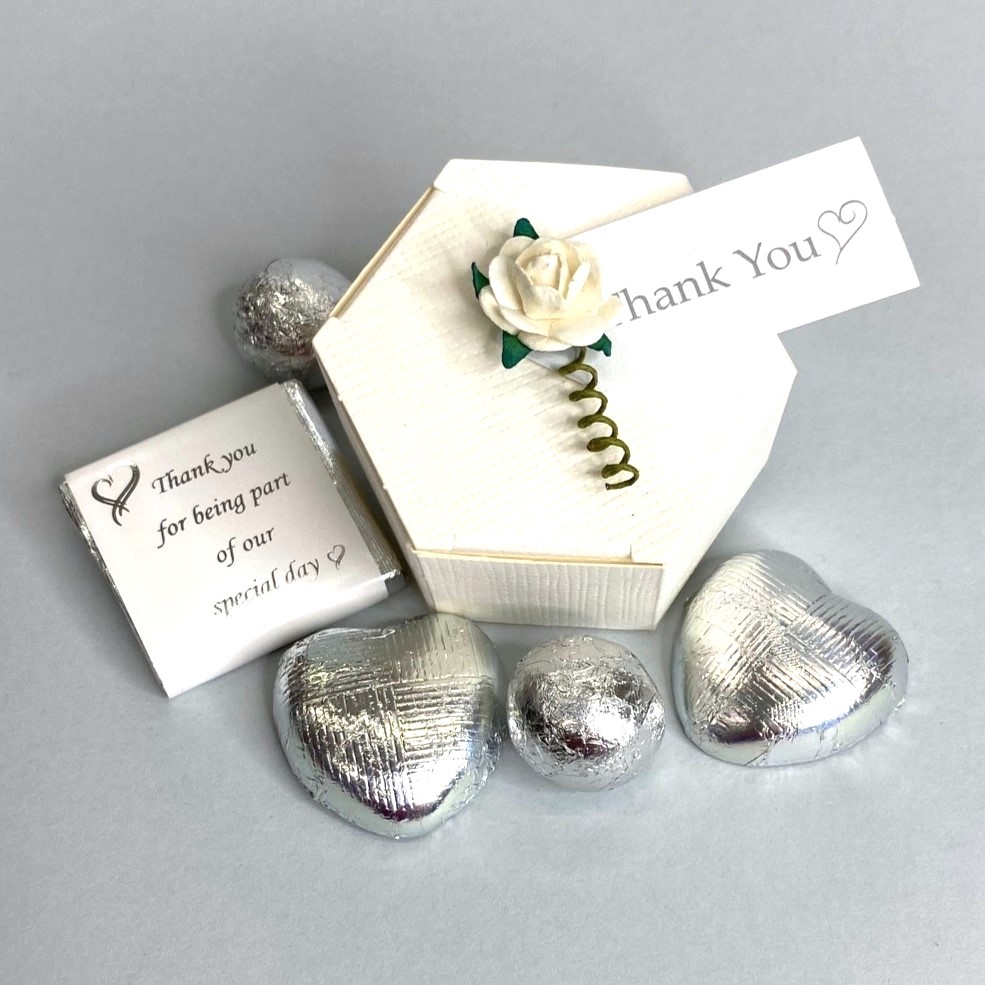 Picture of Ready Filled Bridal White Silk Hexagonal Favour