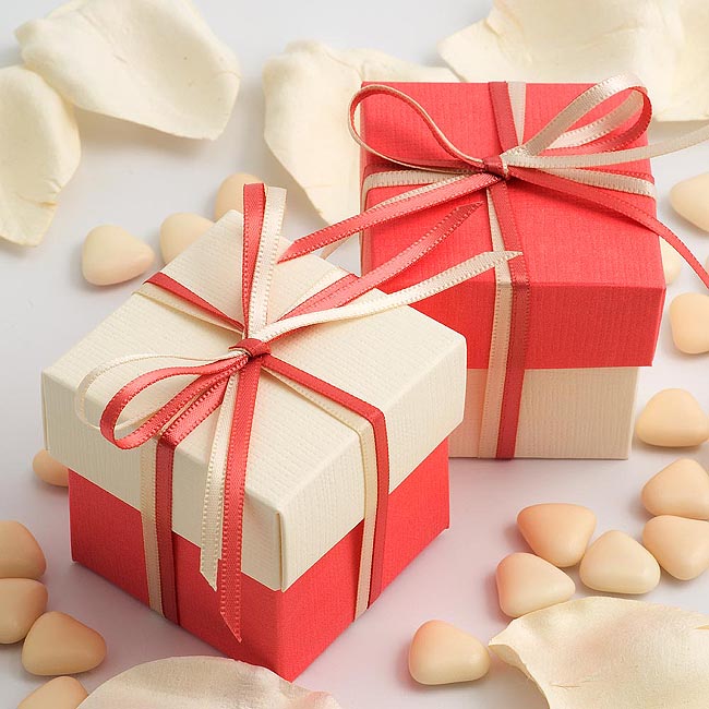 Diy Two Tone Boxes In Coral Silk Ivory Silk Uk Wedding Favours