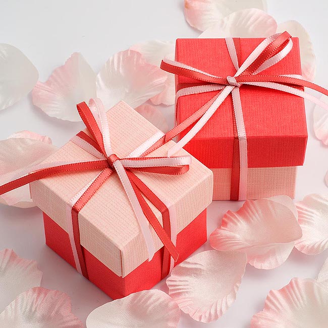 Diy Two Tone Boxes In Coral Silk Pink Silk Silk Uk Wedding Favours