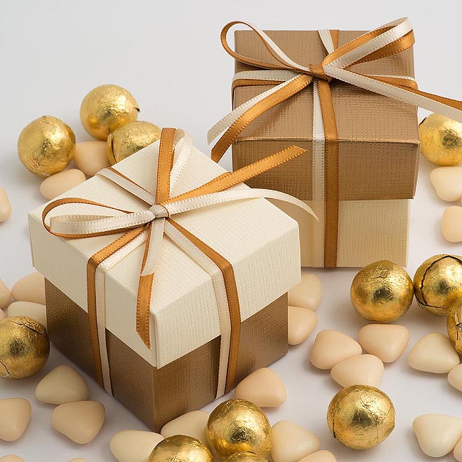 Diy Two Tone Boxes In Ivory Gold Silk Uk Wedding Favours