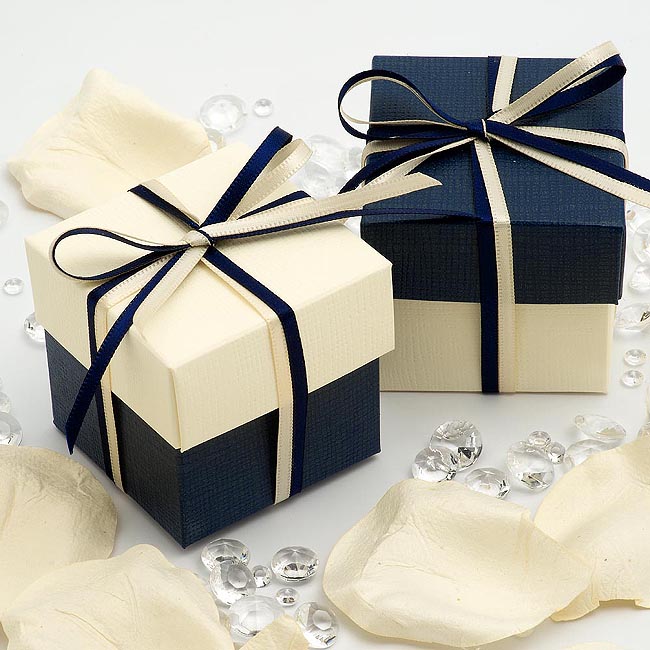 Diy Two Tone Boxes In Navy Ivory Silk Uk Wedding Favours