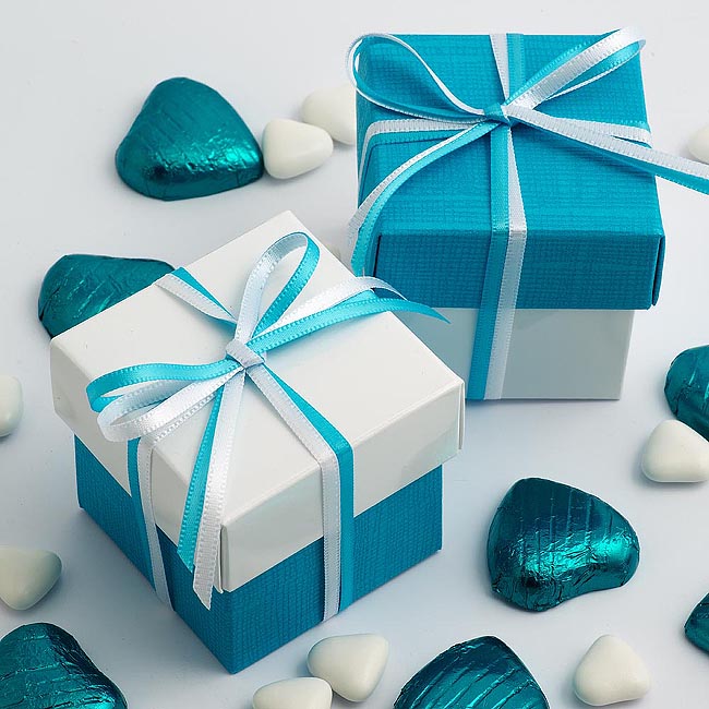 Diy Two Tone Boxes In White Gloss Turquoise Silk Uk Wedding