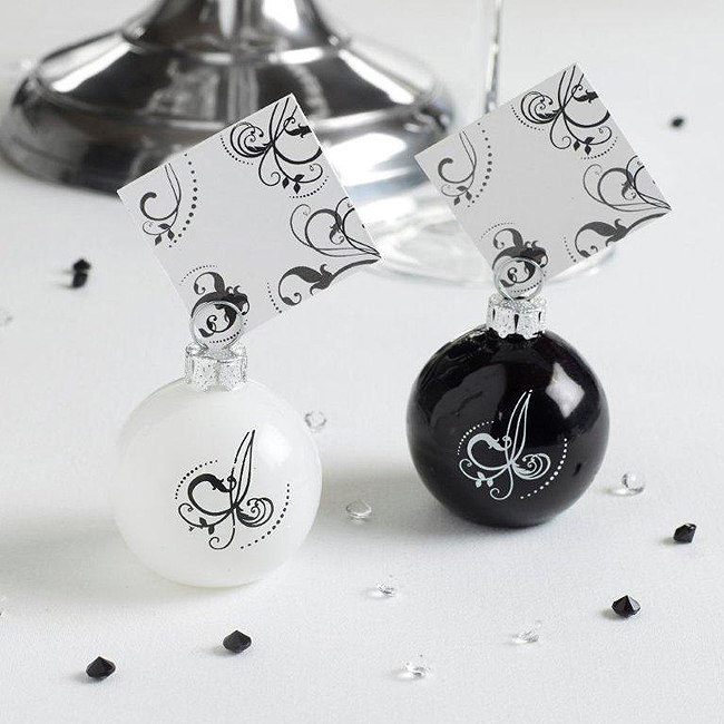 Glass Black And White Ball Place Card Holders And Name Cards Uk