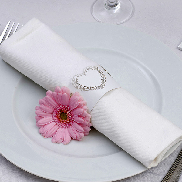 Picture of Vintage Romance Napkin Rings in White/Silver