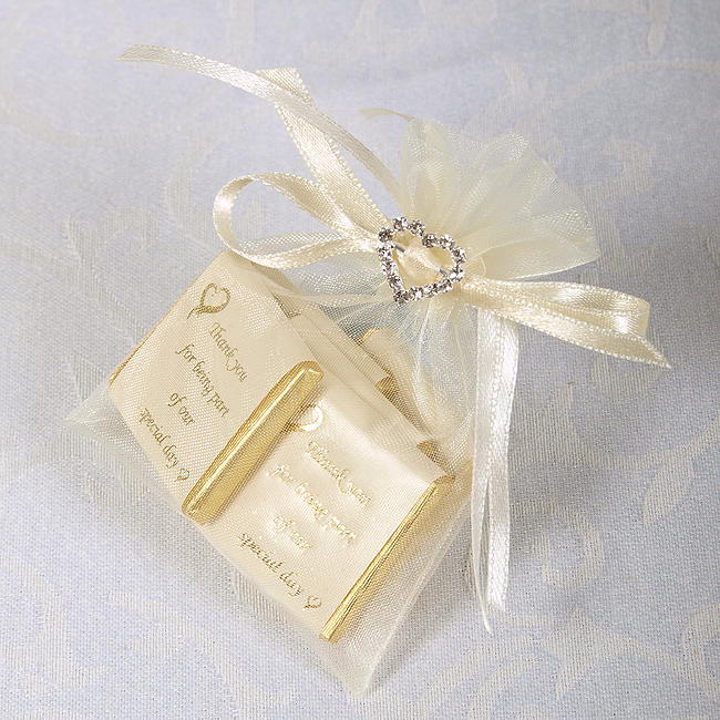 Picture of Ready Made Organza and Diamante Pouch in Pale Ivory